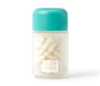 Back of the klora vegan bloat-digest formula bottle with body and mind shape
