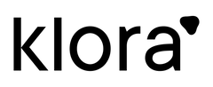 Klora black horizontal logo with signature blob shape
