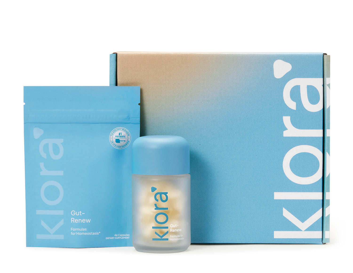 Klora Gut-Renew prebiotic and postbiotic gut health formula refill pack